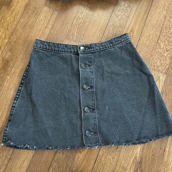 vintage of American apparel button up washed grey black denim mini skirt - Picture 5 of 5